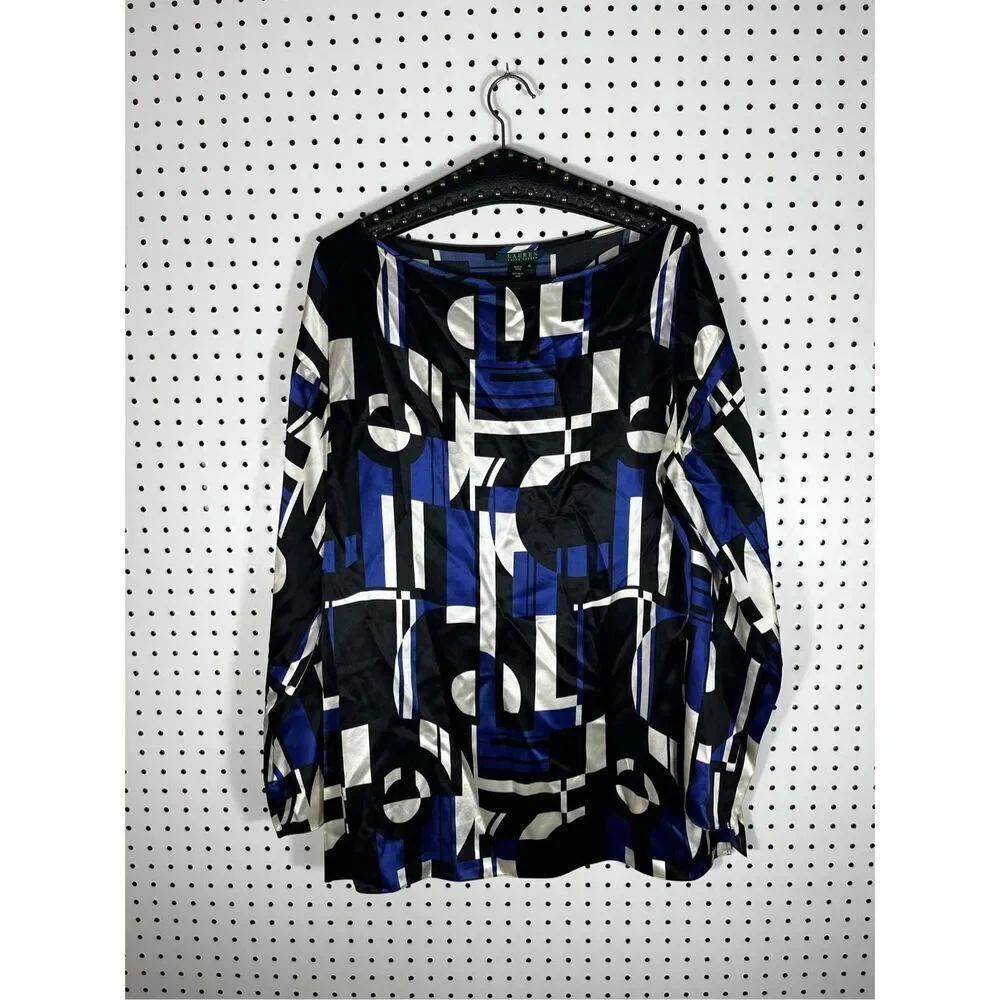 Lauren Ralph Lauren scoop neck silk blouse size XL